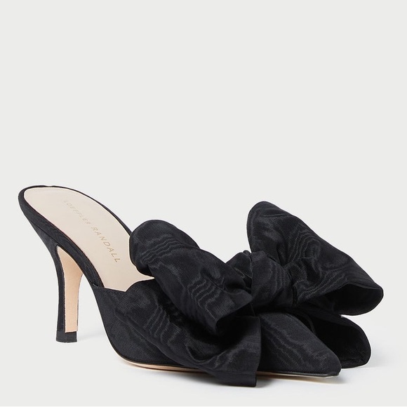 Loeffler Randal Margot Black Moiré Bow Mule in Black Size 6 - Picture 3 of 12